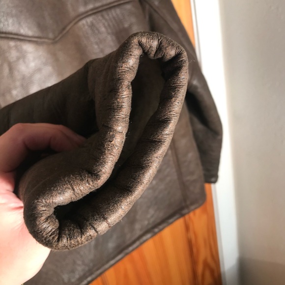 Men’s The Territory Ahead Leather Brown Sherpa Fur Lined Coat Mens Jacket Small - Picture 13 of 15